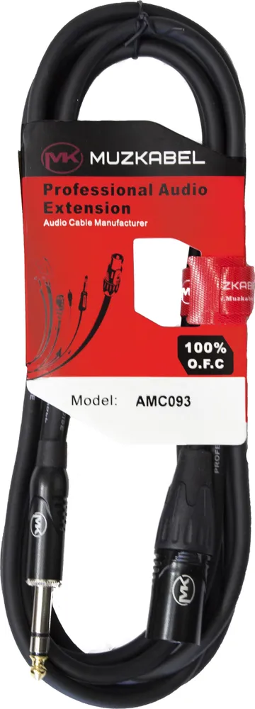 Аудио кабель MUZKABEL AMC091 - 1 метр, XLR (папа) - JACK (стерео)