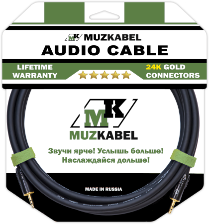 Аудио кабель MUZKABEL MFXMK1B - 1 метр, MINI JACK (3.5) - MINI JACK (3.5)