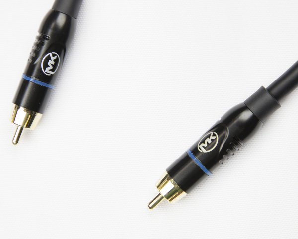 Патч-кабель MUZKABEL RSCMK3P - 0.1 метра, RCA – RCA (Синее кольцо)