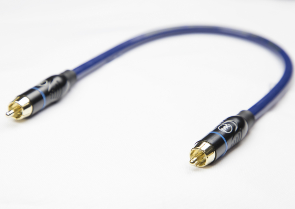 Патч-кабель MUZKABEL RSLIK1P - 0.1 метра, RCA – RCA (Синее кольцо)