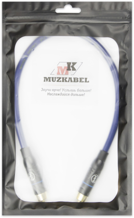 Патч-кабель MUZKABEL RSLIK1P - 0.1 метра, RCA – RCA (Синее кольцо)