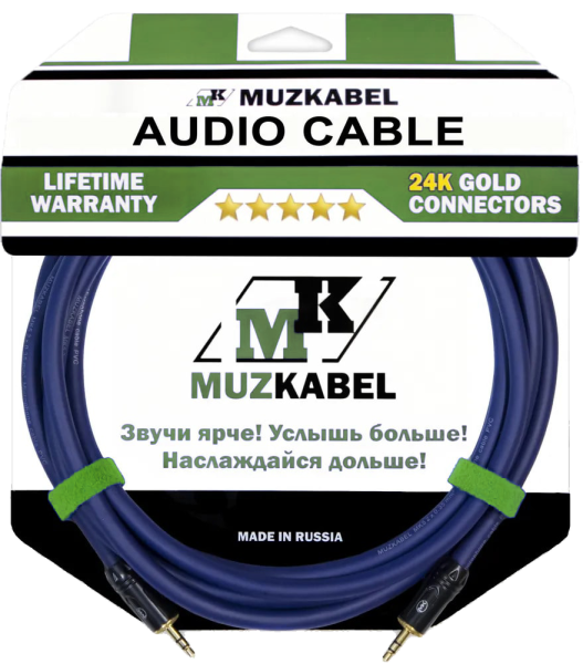 Аудио кабель MUZKABEL MNXMK5S - 1 метр, MINI JACK (3.5) - MINI JACK (3.5)