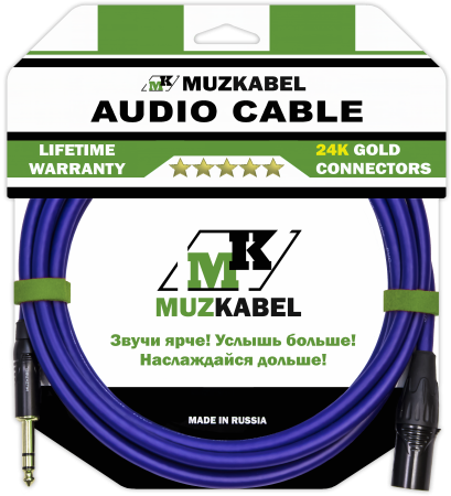 Аудио кабель MUZKABEL BXFMK1V - 15 метров, XLR (папа) - JACK (стерео)
