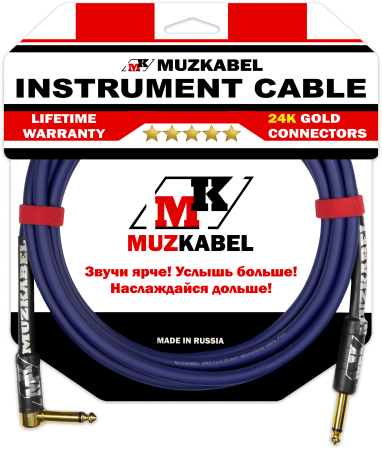 Гитарный кабель MUZKABEL JZMK5S(R) - 1,5 метра, JACK - JACK (Угловой)
