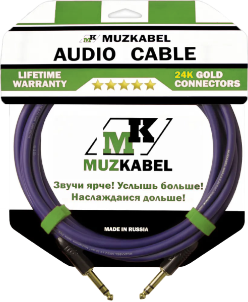 Аудио кабель MUZKABEL BZMK5S - 1 метр, JACK (стерео) - JACK (стерео)
