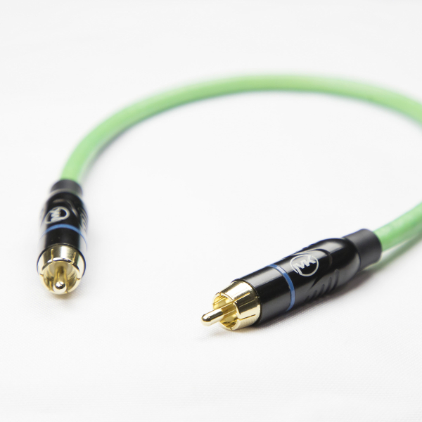 Патч-кабель MUZKABEL SRCIK2P - 0.2 метра, RCA – RCA (Синее кольцо)