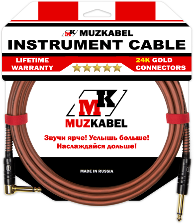 Гитарный кабель MUZKABEL JZMK5B(R) - 1,5 метра, JACK - JACK (Угловой)
