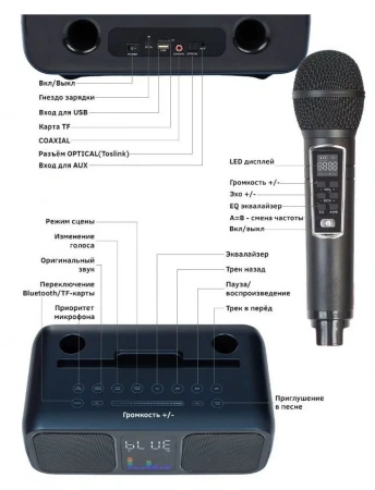 Караоке система с двумя радиомикрофонами SDRD SD 318 Grey