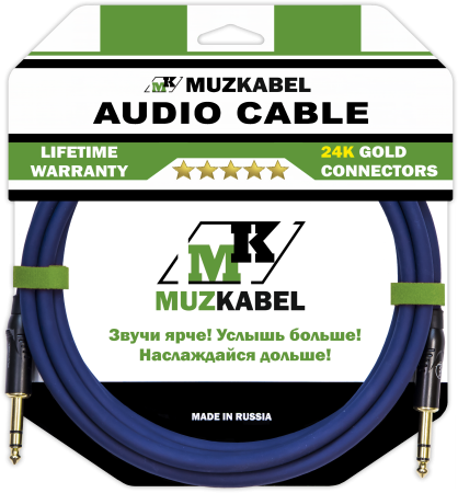 Аудио кабель MUZKABEL BZFMK1S - 1 метр, JACK (стерео) - JACK (стерео)