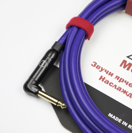 Гитарный кабель MUZKABEL JJFMK1V(R) - 1 метр, JACK - JACK (Угловой)
